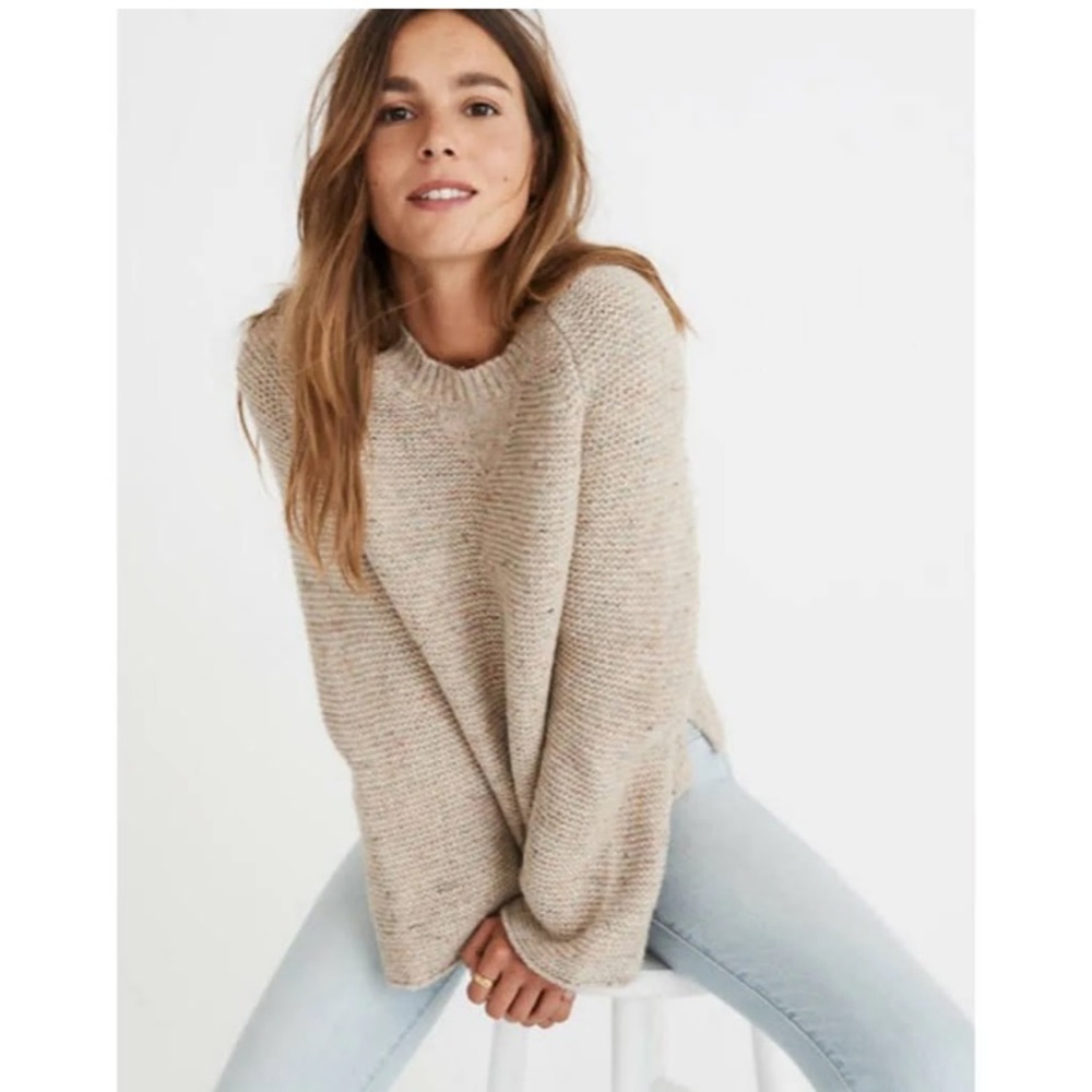 *FLASH SALE* Madewell Flecked Wide-Sleeve Beige Crewneck Pullover Sweater
